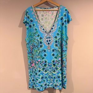 NWT! Talli Cover-Up - Frenchie Blue Mosaic Shells Coverup -  sold out - size xl